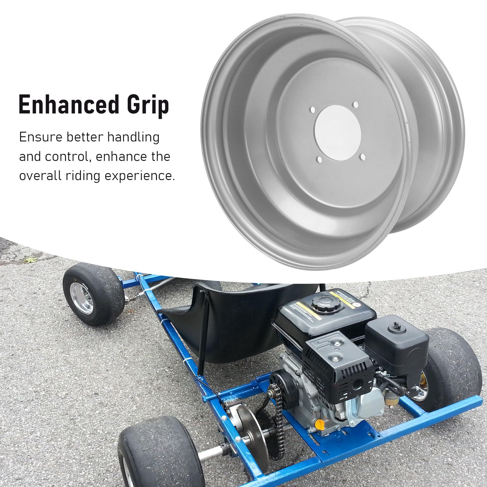 SIXRUN 21x7 10 ATV Rim Anteriore 10 Pollici 4 Stalloni in Metallo in Lega di Metallo Grip Elegante Look ATV Rim per Go Kart Quad Ride on Mower