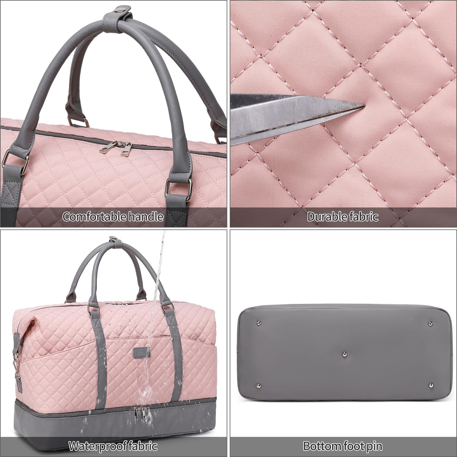 Weekender Bag, Large Travel Duffel Bag for Women, Carry on Overnight Bag with Shoe Compartment and Toiletry Bags - Image 4