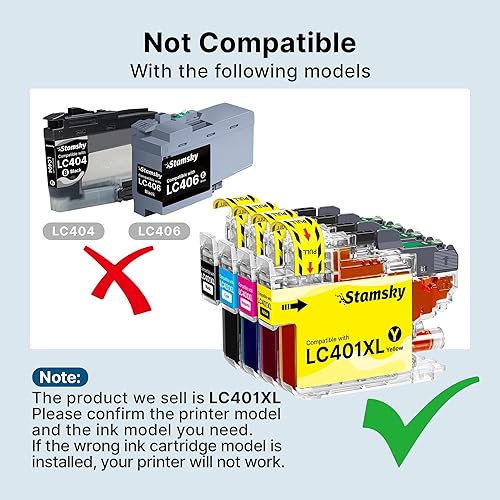 Miniatura 5 de LC401XL Ink Cartridges Compatible for Brother LC401 XL BK LC401XL LC 401 LC401BK High Yield to use with Brother MFC-J1010DW MFC-J1012DW MFC-J1170DW