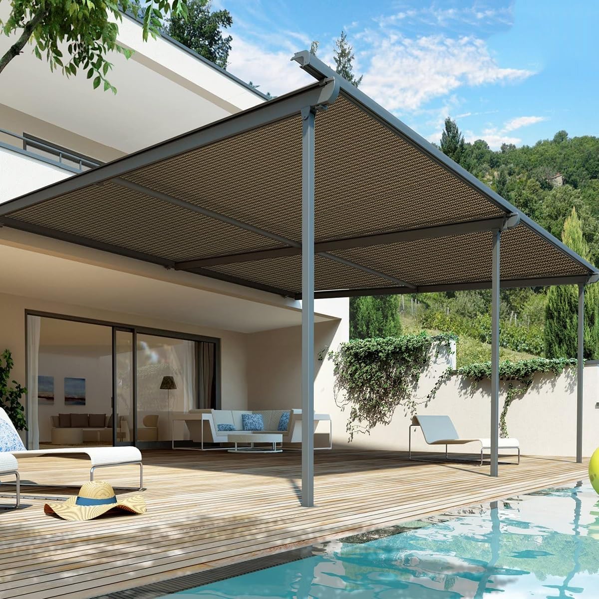 Outdoor UV Blocker Garden Shade Cloth with Grommets – 10x11m Sun Protection Fabric for Terrace & Greenhouse, Easy Installation Canopy Cover for Patio, Deck, and Garden