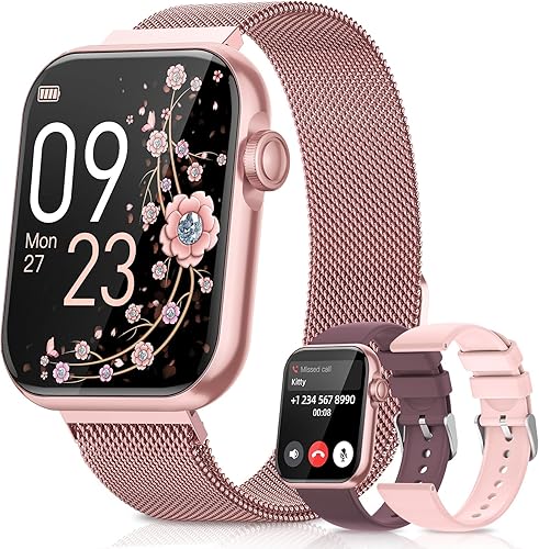 Relojes inteligentes para mujer, reloj de salud para iPhone Android, monitor de sueño/frecuencia cardíaca/spO2/presión arterial, reloj inteligente