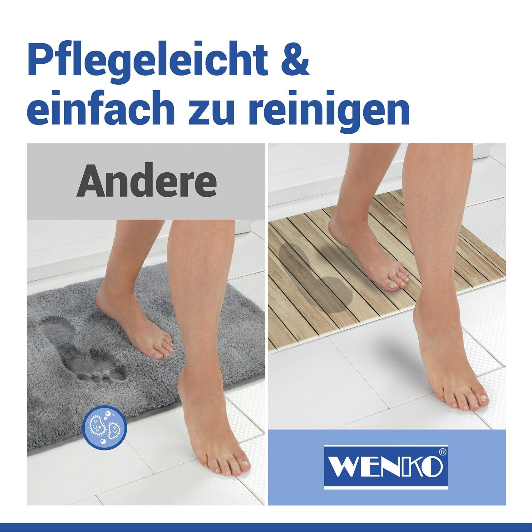 WENKO rutschfeste Badematte Mod. Lepiana, schnelltrocknender Badvorleger aus Diatomit (Kieselgur), stark wasserabsorbierend, saugfähiger Duschvorleger, beige