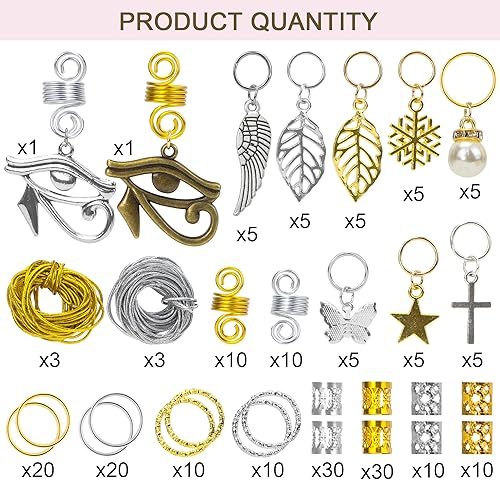 Miniatura 2 de Joyería de cuentas para el cabello, 200 piezas de joyería para el cabello para trenzas y accesorios para el cabello de mujer para trenzas, pinzas