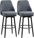 HOMCOM Bar Tabourets à barres de hauteur Ensemble de 2, 360° Tabourets pivotants, Chaise de bar rembourrée extra-tall avec 30" Hauteur du siège et jambes en acier, gris charbon