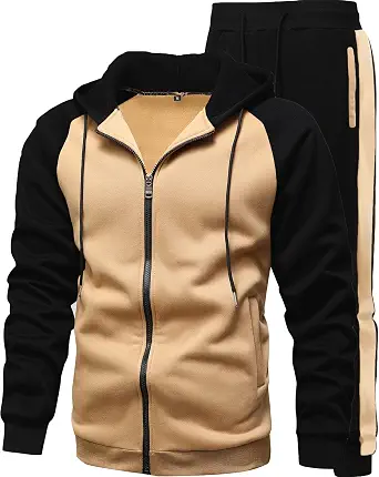 GXAMOY Men's 2 Pieces Tracksuits Running Sports Suits with Drawstring Waistband