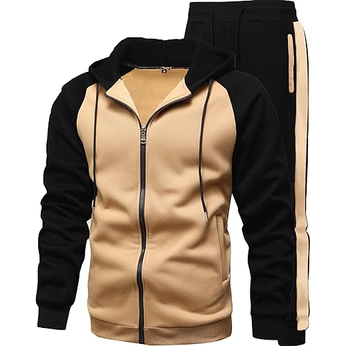 GXAMOY Men's 2 Pieces Tracksuits Running Sports Suits Drawstring Waistband Sweatsuit