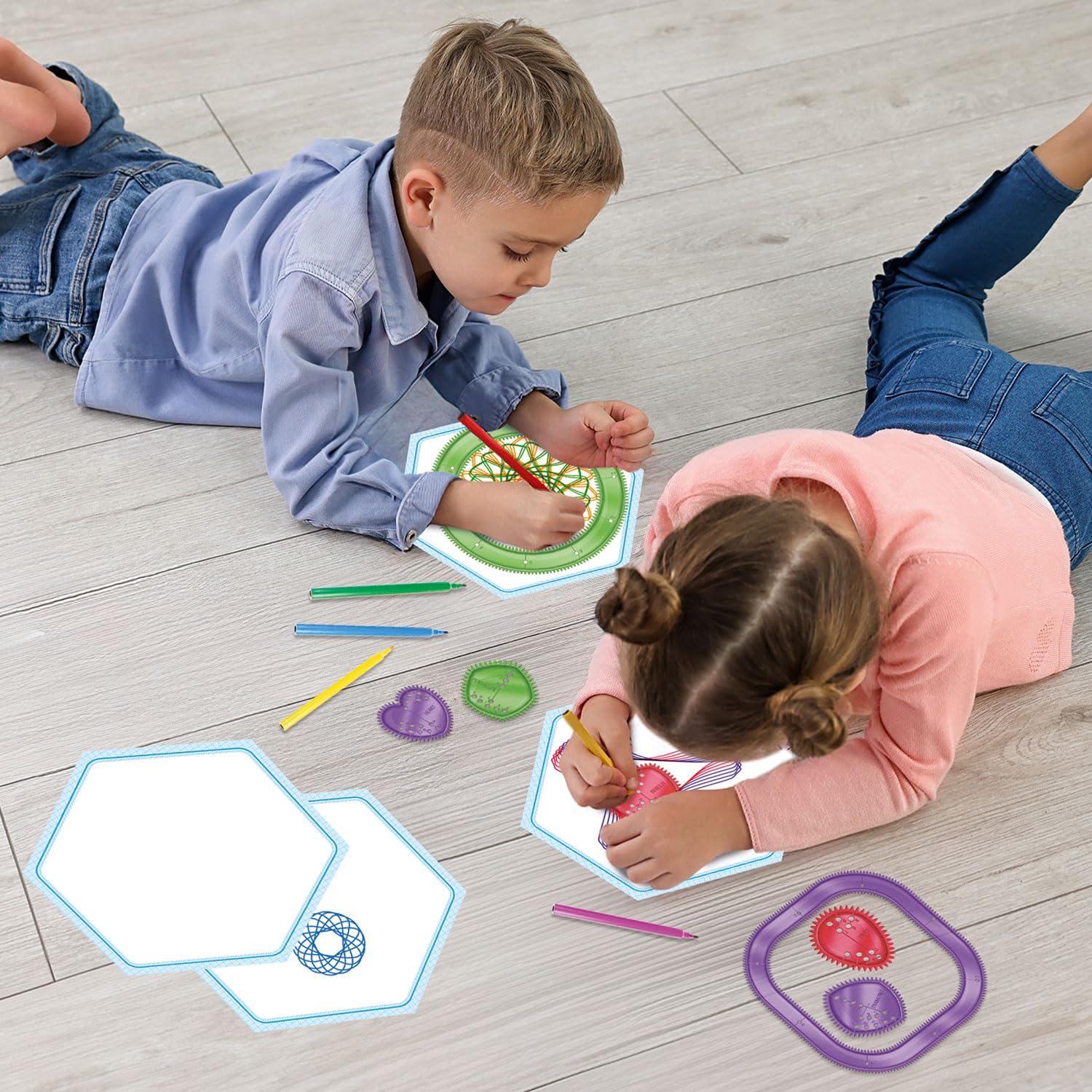 Party town Spirograph lustige Formen | Filzstifte für Kinder | Zeichenset | Bastelset für Mädchen von 8 Jahren | Basteln für Kinder | Kinder von 8 Jahren