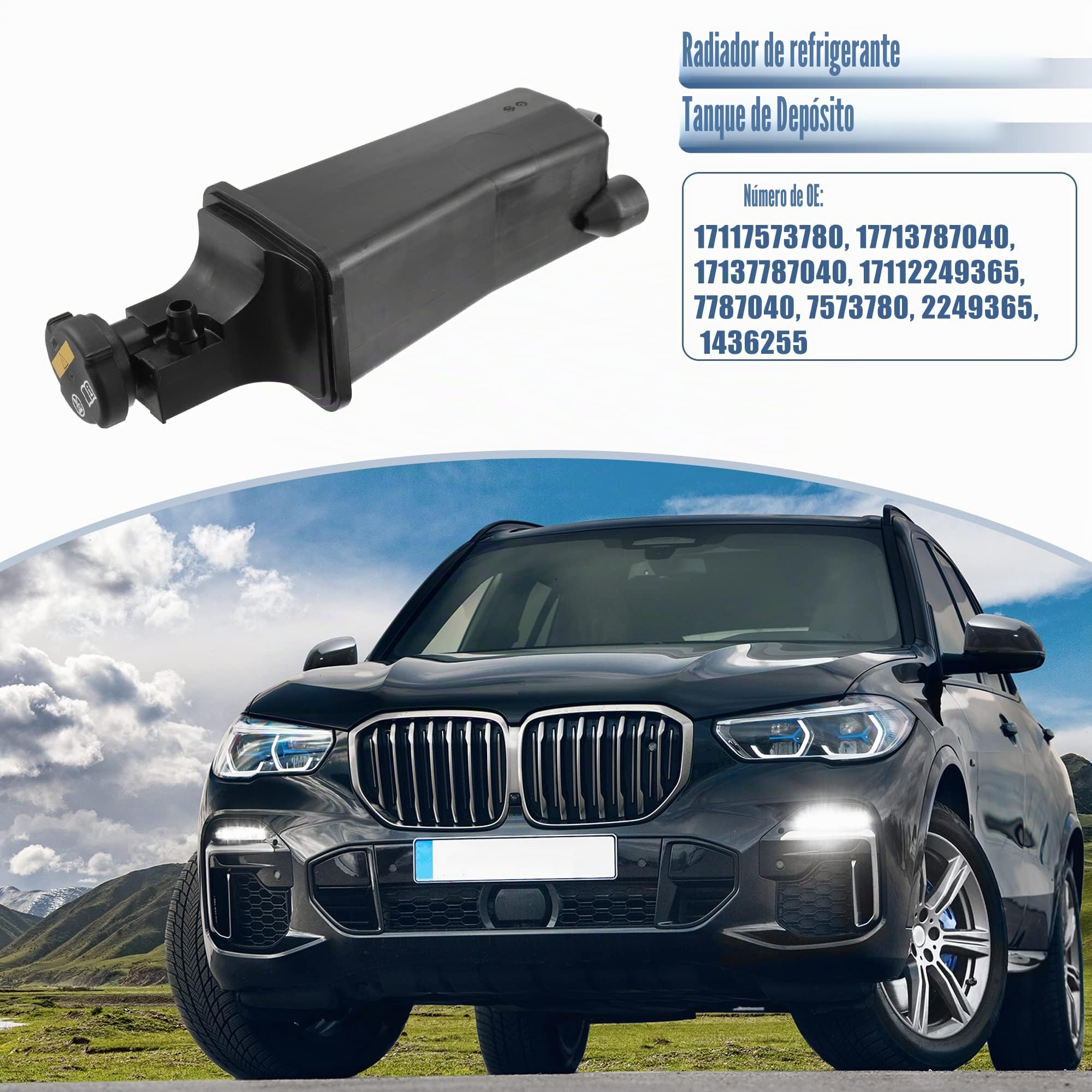 A ABSOPRO Depósito De Refrigerante Para Bmw E46 Serie 3 98-99 1Pc | Negro, Pp, 28.5X12.5X10.5Cm, Oe 17137787040, Para Bmw X5 E53 01-06, Sensor Incluido, Delantera