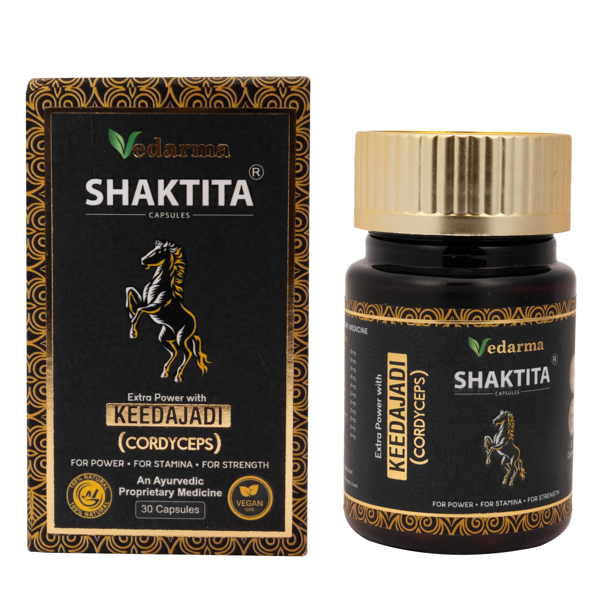 Shaktita Capsules with Keedajadi Infusion – Natural Ayurvedic Formula to Support Energy, Stamina, Vitality, and Overall Wellness for Active Lifestyles (30 Capsules)