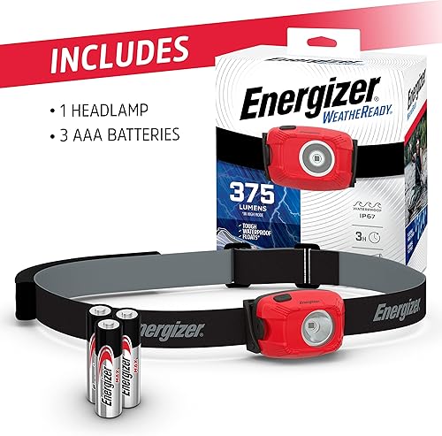 Miniatura 8 de Energizer Faro flotante WeatheReady F375, 375 lúmenes, lámpara de cabeza impermeable IP67, luz exterior y de emergencia, tiempo de funcionamiento de