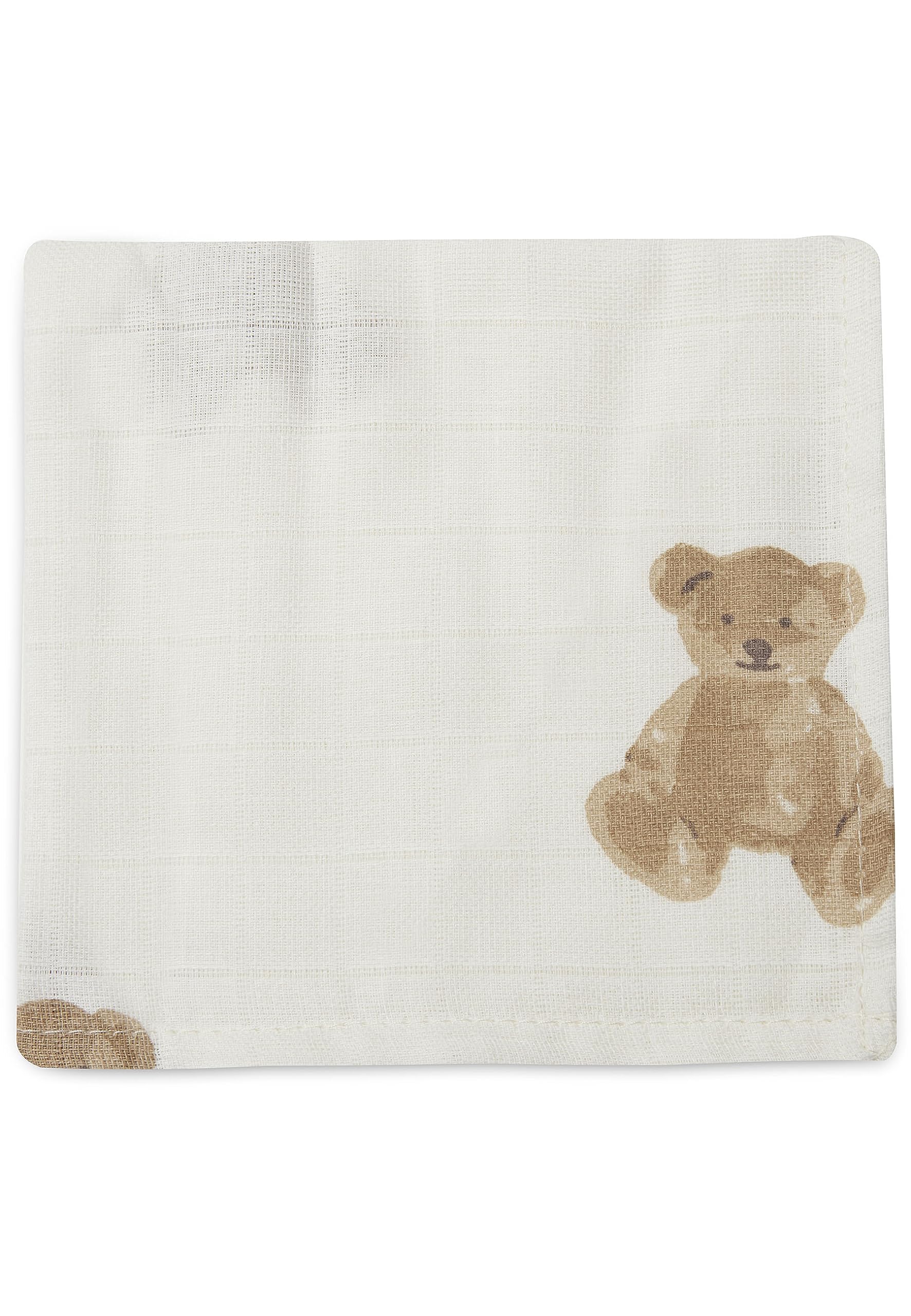 Jollein 537-848-66095 Ściereczki do muślinu, zestaw 3 sztuk, biały miś (31 x 31 cm)