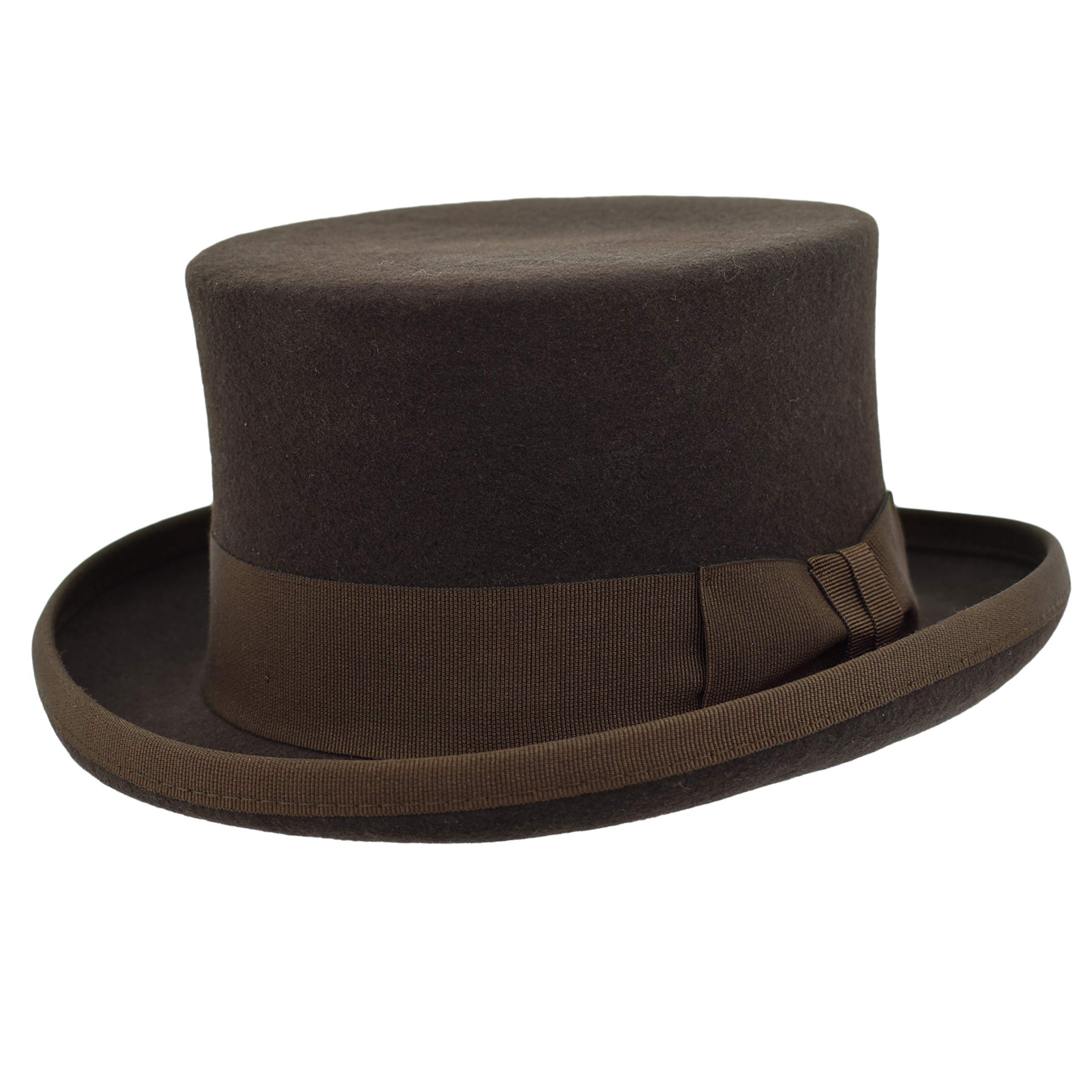 Chapeau demi-cylindre en feutre de laine pour homme femme été hiver - Marron - M
