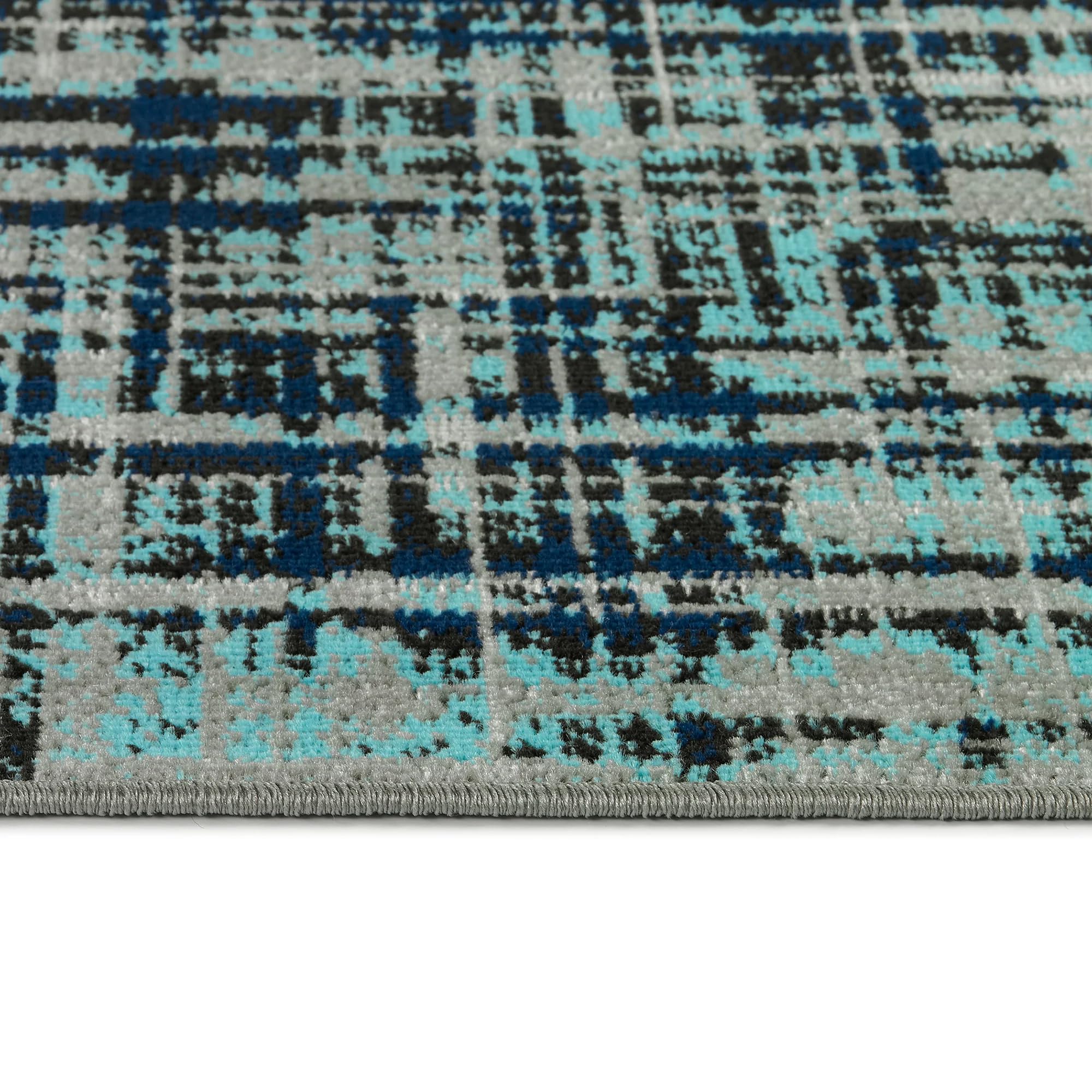 Kaleen Zuma Beach Collection 7'10" x 10' Modern Ikat Area Rug ,Turquoise