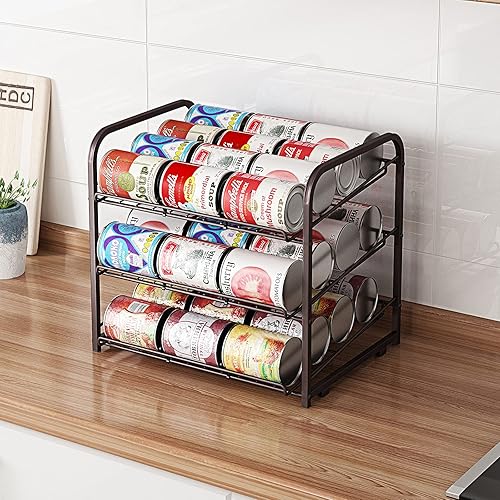 Miniatura 3 de AIYAKA Organizador apilable de 3 niveles para latas, para almacenamiento de alimentos, armarios de cocina o encimeras, capacidad para 36 latas,