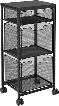 Sbanmao Rolling Storage Cart with 2L+1S Drawers, Metal Utility Cart on Wheels with Wooden Top, Craft Art Storage Organizer Cart for Classroom, Office, Home