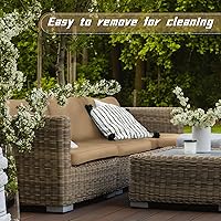 Vista 7 de Patelai 11 piezas de fundas impermeables para cojines de patio para muebles seccional al aire libre de mimbre y ratán, fundas para cojines de sofá