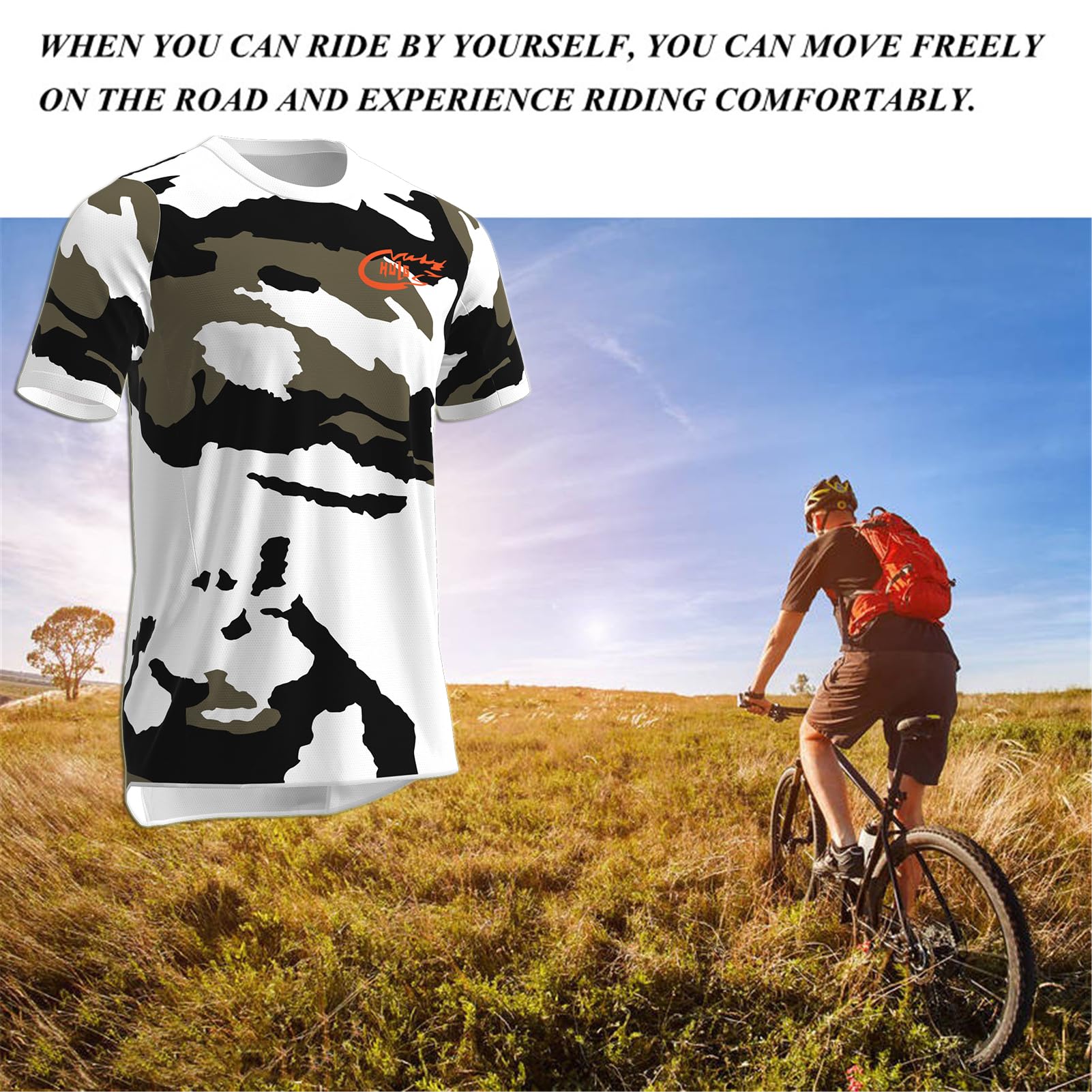 HULG Maglietta da Ciclismo da Uomo,Maglia da Mountain Bike,Maglia da Motocross,Abbigliamento da BMX,Traspirante e ad Asciugatura Rapida