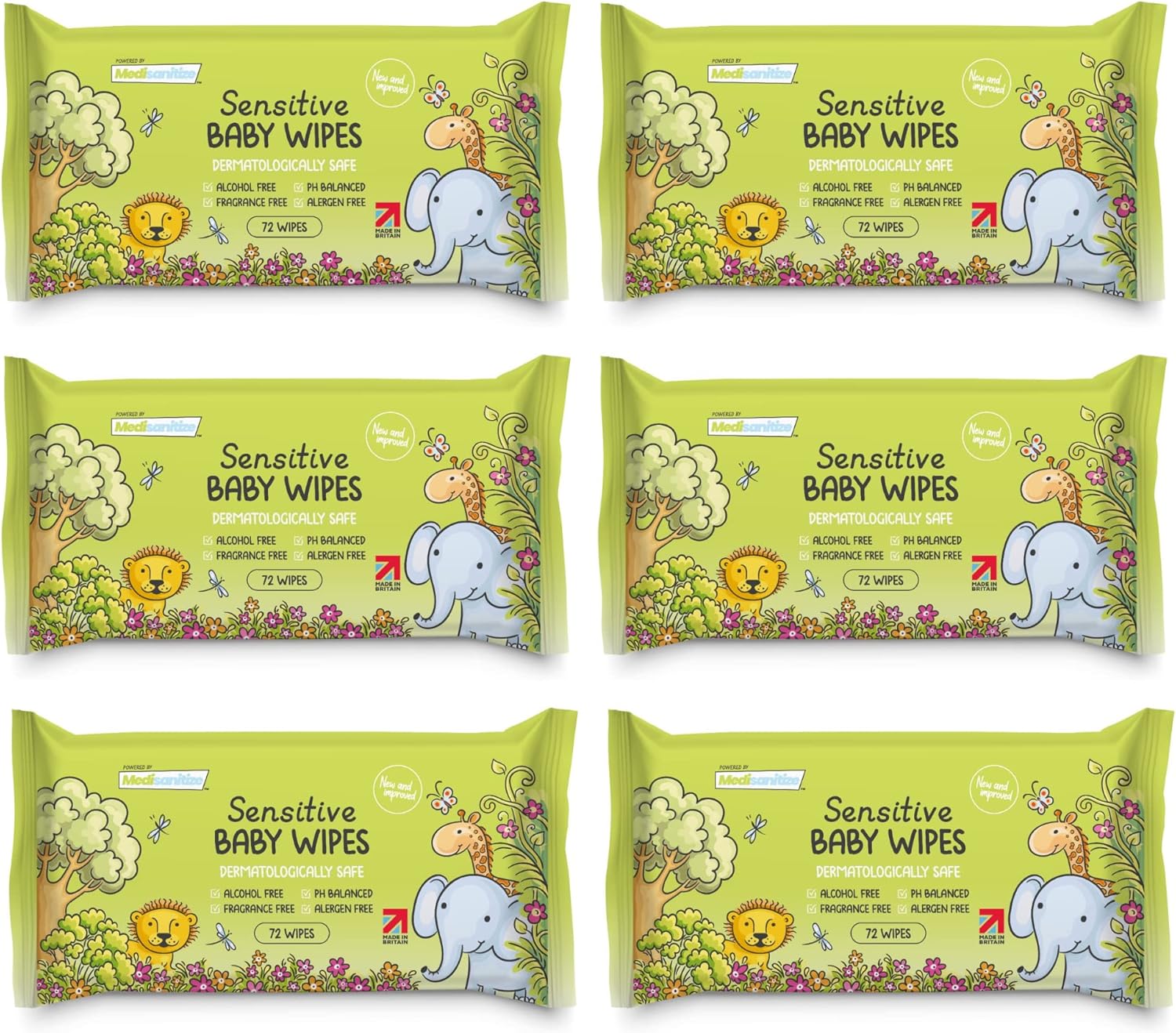 Sensitive Baby Wipes Unscented PH Balanced Allergen Free New Born Baby