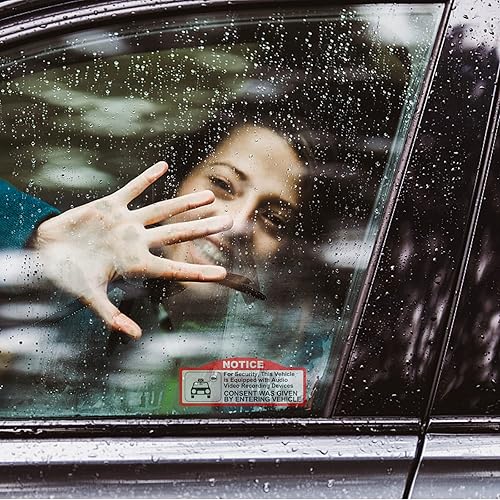 Miniatura 5 de KEANBOLL 4 calcomanías para grabadoras de video para automóvil, calcomanías de vinilo de doble cara impermeables para ventanas de grabación de video