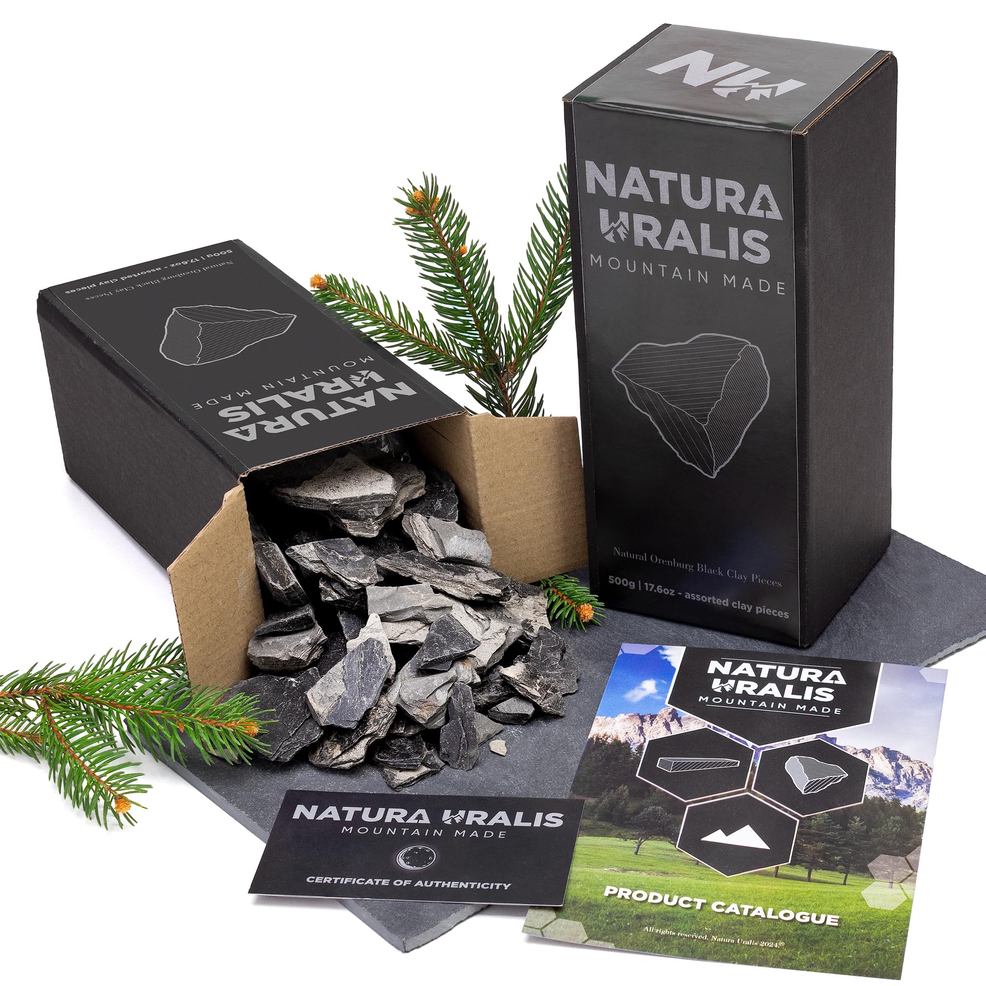 Natura Uralis Orenburg Schwarzer Ton | 1000g Natürlicher Schwarzer Ton, Dunkelgrau Bis Schwarz - Erstaunlicher Crunch, Befriedigend Erdige, Samtige Und Feste Textur, ASMR-Sensation