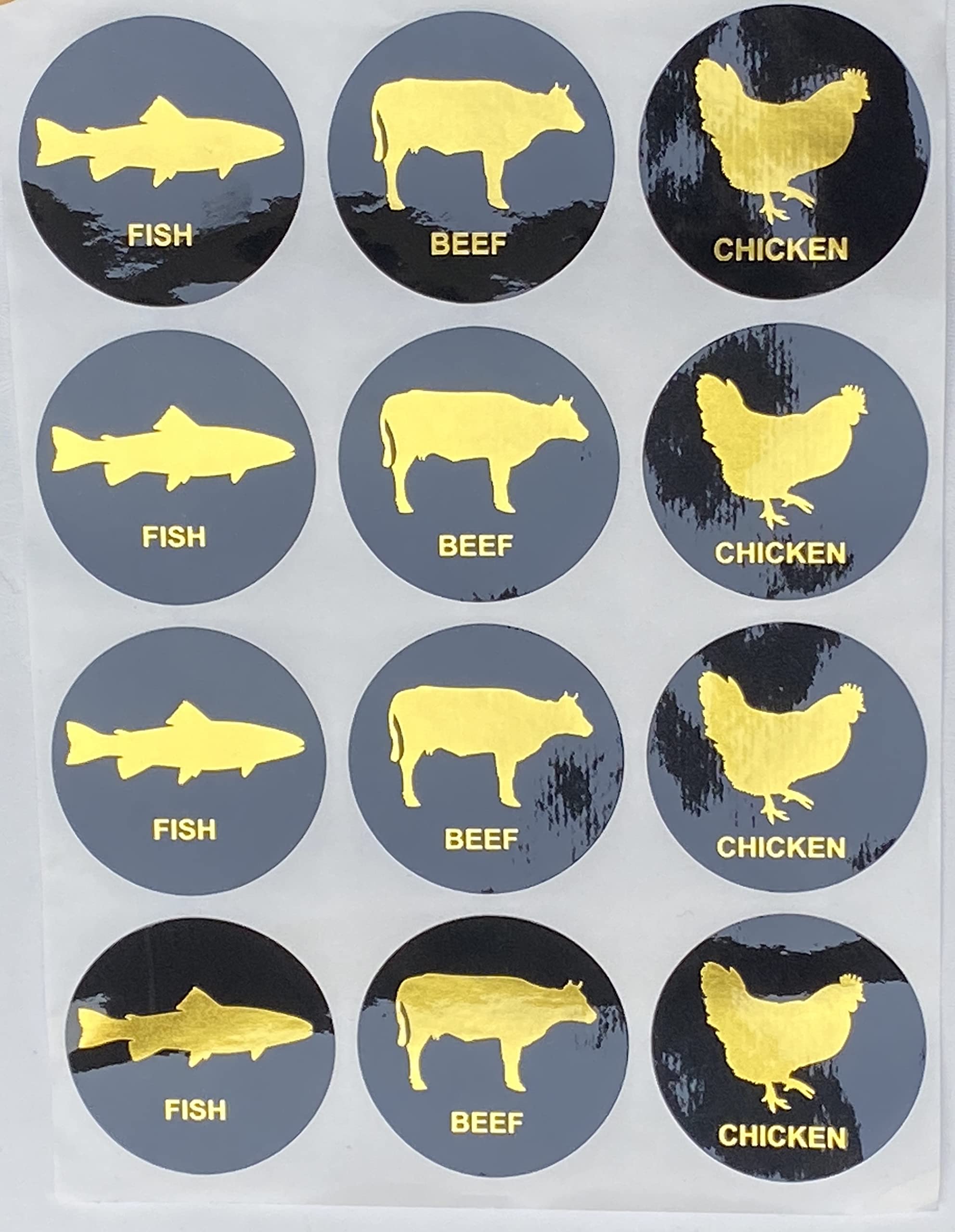 Amazon.com: 1.5 inch 300PCS Black Gold Beef Chicken Fish Stickers for ...