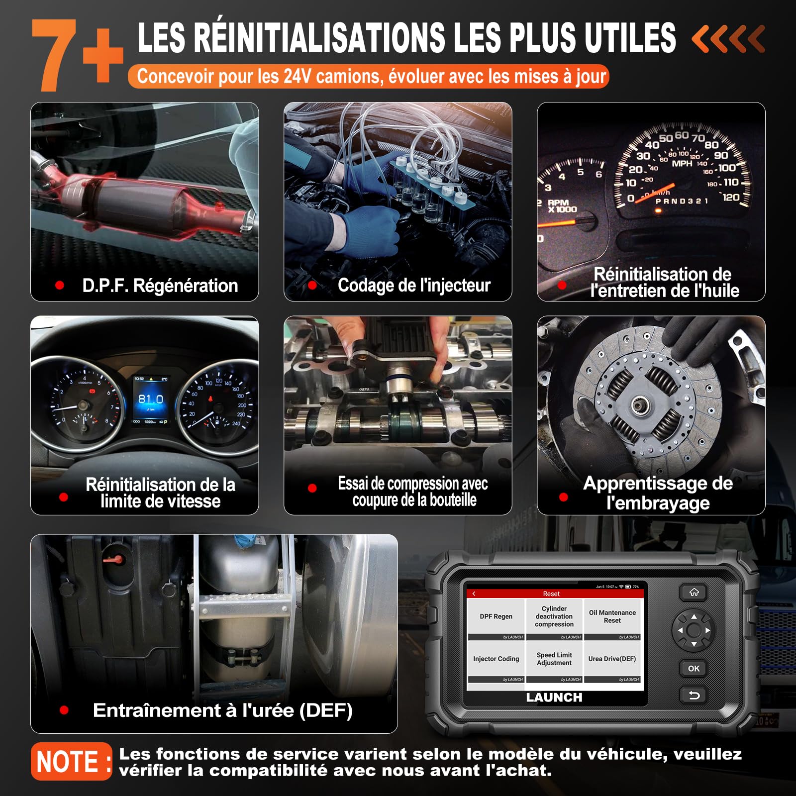 LAUNCH CRP129 HD OBD2 Valise Diagnostic Camion, Poids Lourd Scanner