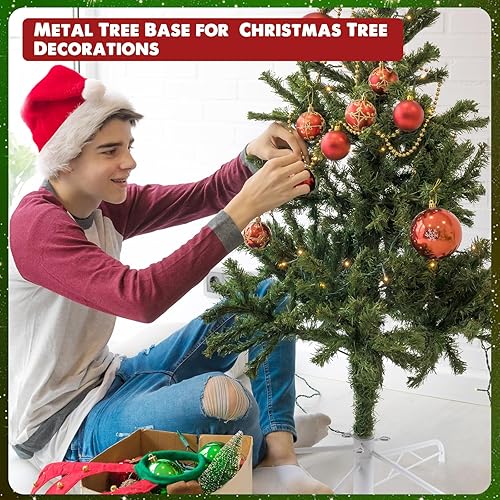 Miniatura 4 de Roowest Soporte para árbol de Navidad artificial, base de metal para árbol de Navidad, soporte plegable de repuesto, base de árbol verde para