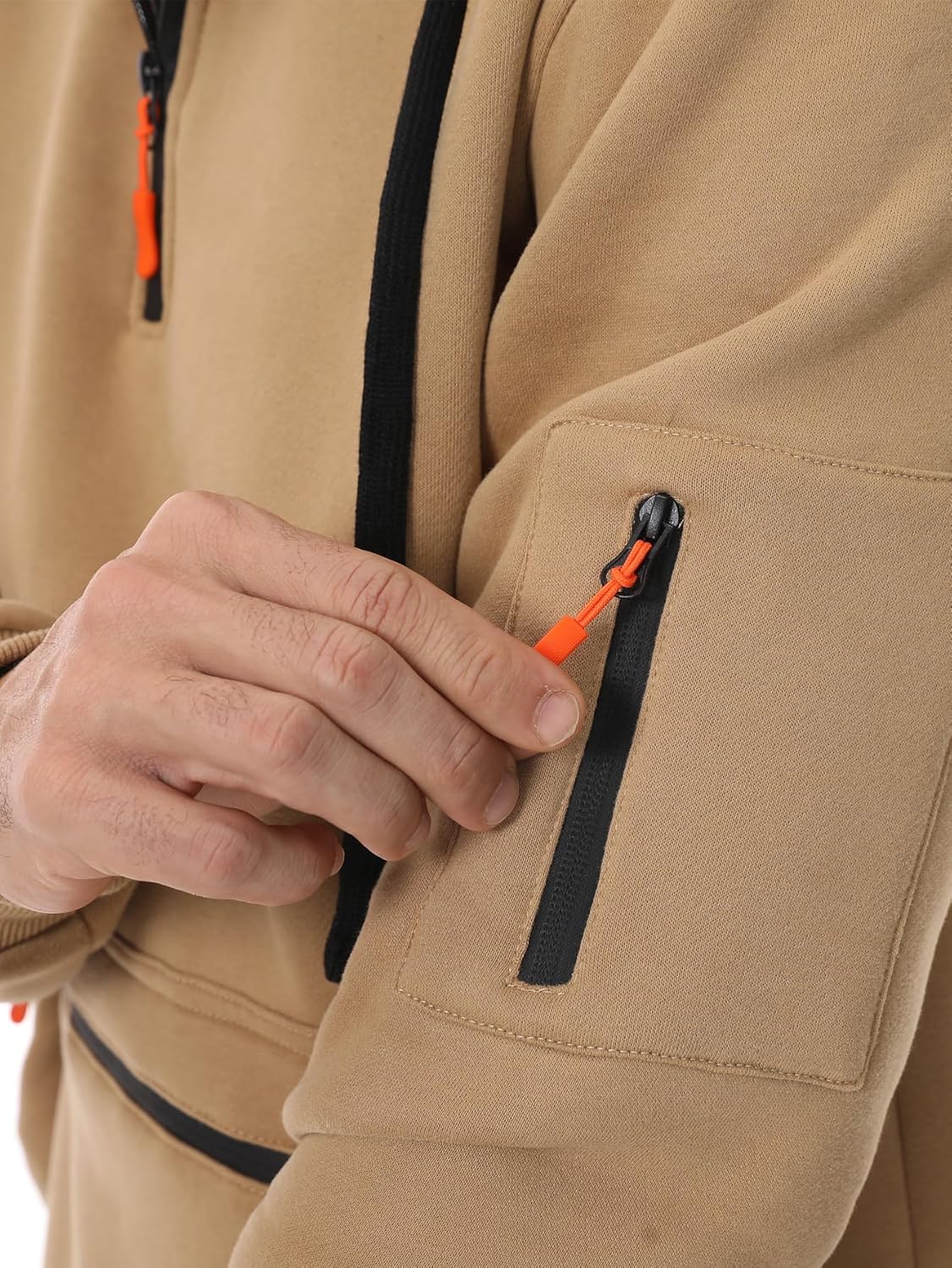 Men's Fleece Hoodie Sweatshirts Athlectic Workout Long Sleeve Quarter Zip Pullover Hoodies With Pockets - Image 5