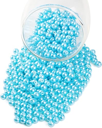 YouLuo 200 piezas de cuentas de perlas de cristal Cuentas redondas de perlas de cristal checo satinado pequeño lustre Cuentas de relleno y