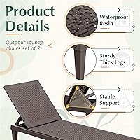 Vista 5 de GUNJI Sillas de salón para patio exterior impermeables (marrón)