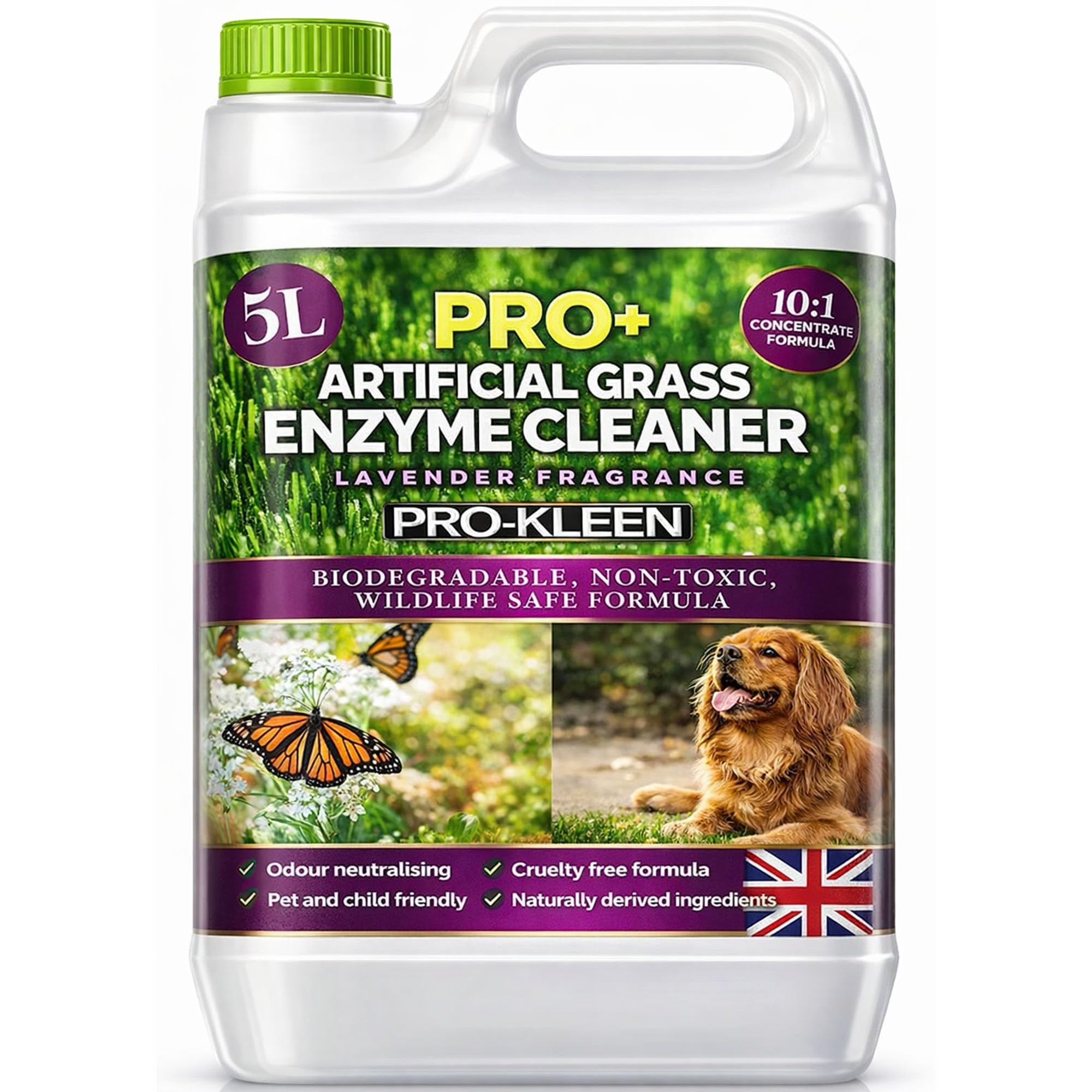 Pro-Kleen ProBio Artificial Grass Cleaner Probiotic Based Deodoriser Odour Eliminator 5L Non-Toxic Cruelty-free Pet Friendly. Fresh Cut Grass fragrance. Naturally derived Probiotic Cleaning (Lavender) โ image 1