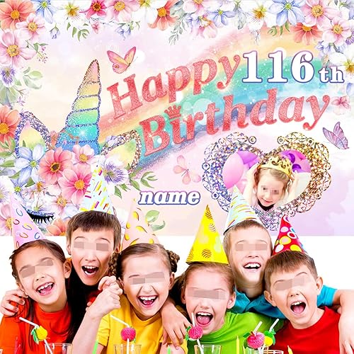 Vista 20 de Cartel personalizado de decoración de cumpleaños número 116 con temática de castillo y princesa, pancarta de tela personalizada para suministros