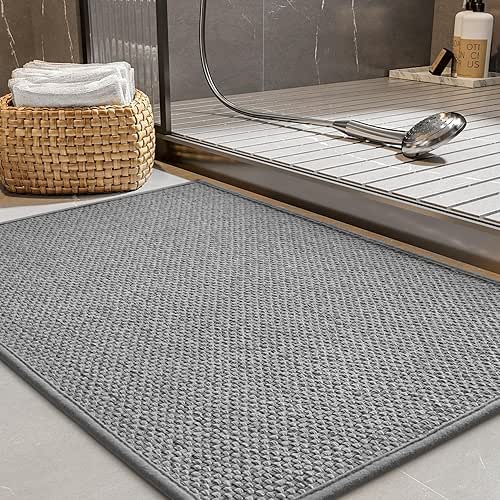 PADOOR Non-Slip Bath-Mats for Bathroom, Rubber-Backing Braided Absorbent Bathroom Mat