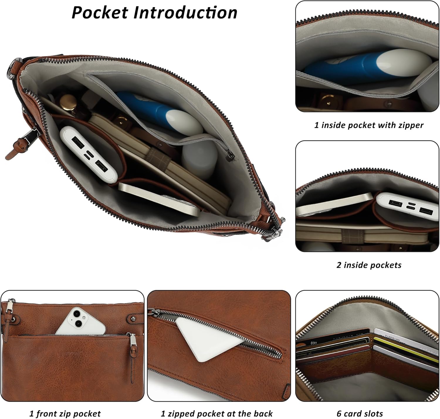 TANTOMI Vegan Leather Crossbody Bags for Women Hobo Travel Purse with Guitar Strap Trendy Women's Handbags with 6 Card Slots - Image 4