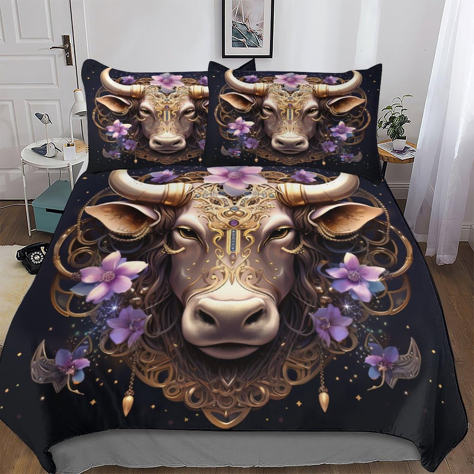 Parure de lit taureau 3D housse de couette microfibre 200x200