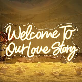 Wedding Neon Sign Welcome to Our Love Story Neon Signs for Wall Decor Warm
