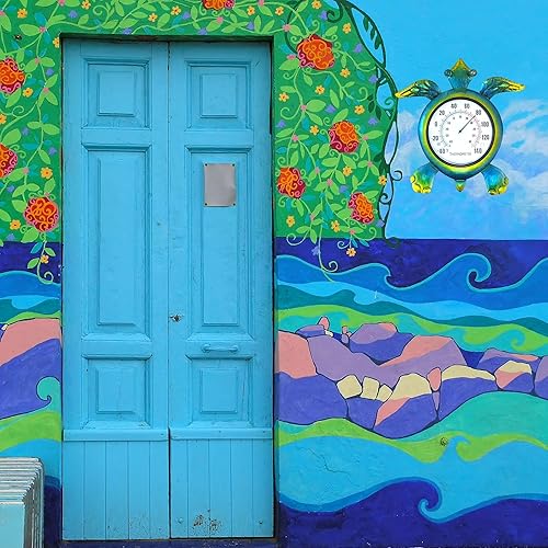 Miniatura 7 de Termómetro de tortuga para exteriores, termómetro de montaje en pared, diseño de tortuga verde, decoración para exteriores e interiores