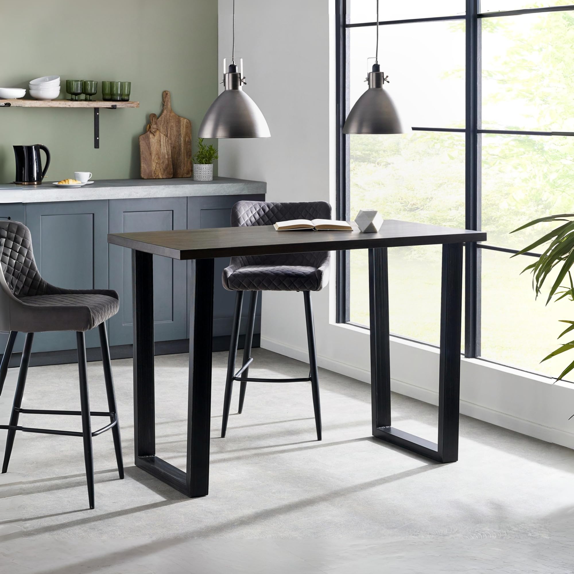 Julian Bowen Dark Brooklyn Bar Table - Oak