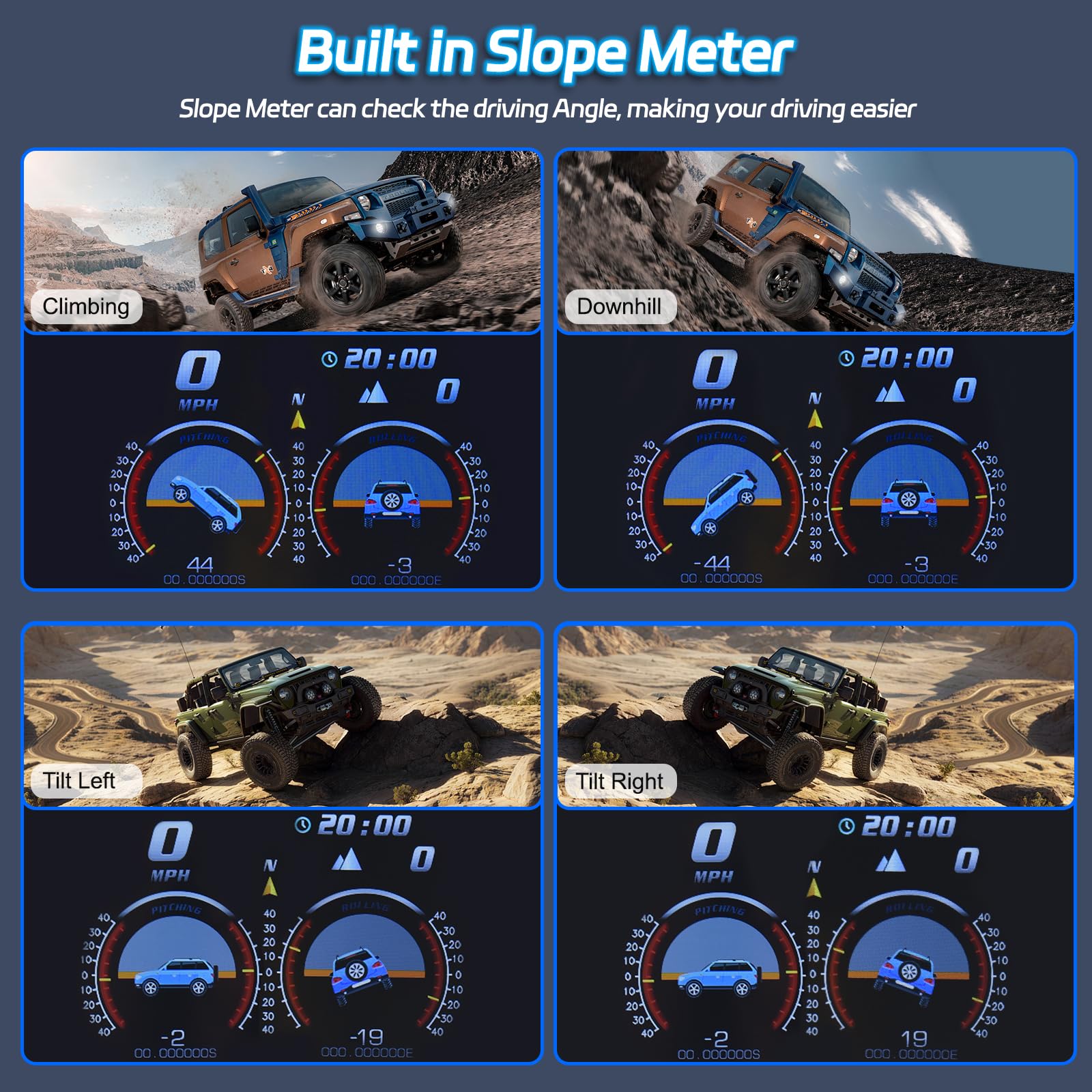 KAOLALI Auto Head up Display OBD2+GPS HUD Tachimetro Digitale Universale con Supporto a Ventosa, Tachimetro Intelligente con Avviso di Velocità, Promemoria Fatica, KMH/MPH per Tutte le Auto