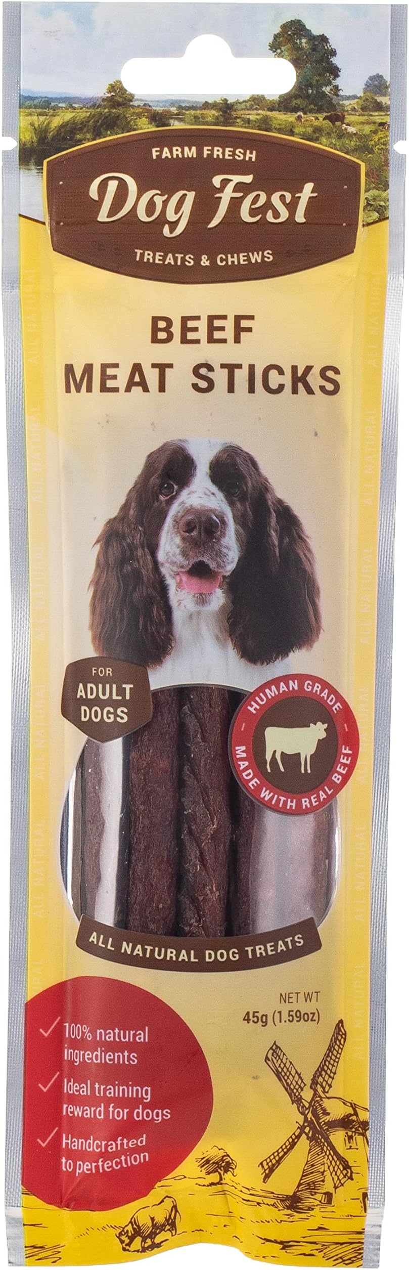 Dog Fest Beef Meat Sticks for Adult Dogs,Dog Treats - 45g -1.59oz