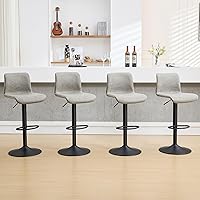 Vista 13 de HeuGah Juego de 4 Taburetes de Bar Giratorios, Taburetes de Bar de Altura de Mostrador con Respaldo, Taburetes de Bar Ajustables de 24" a 32", Marrón