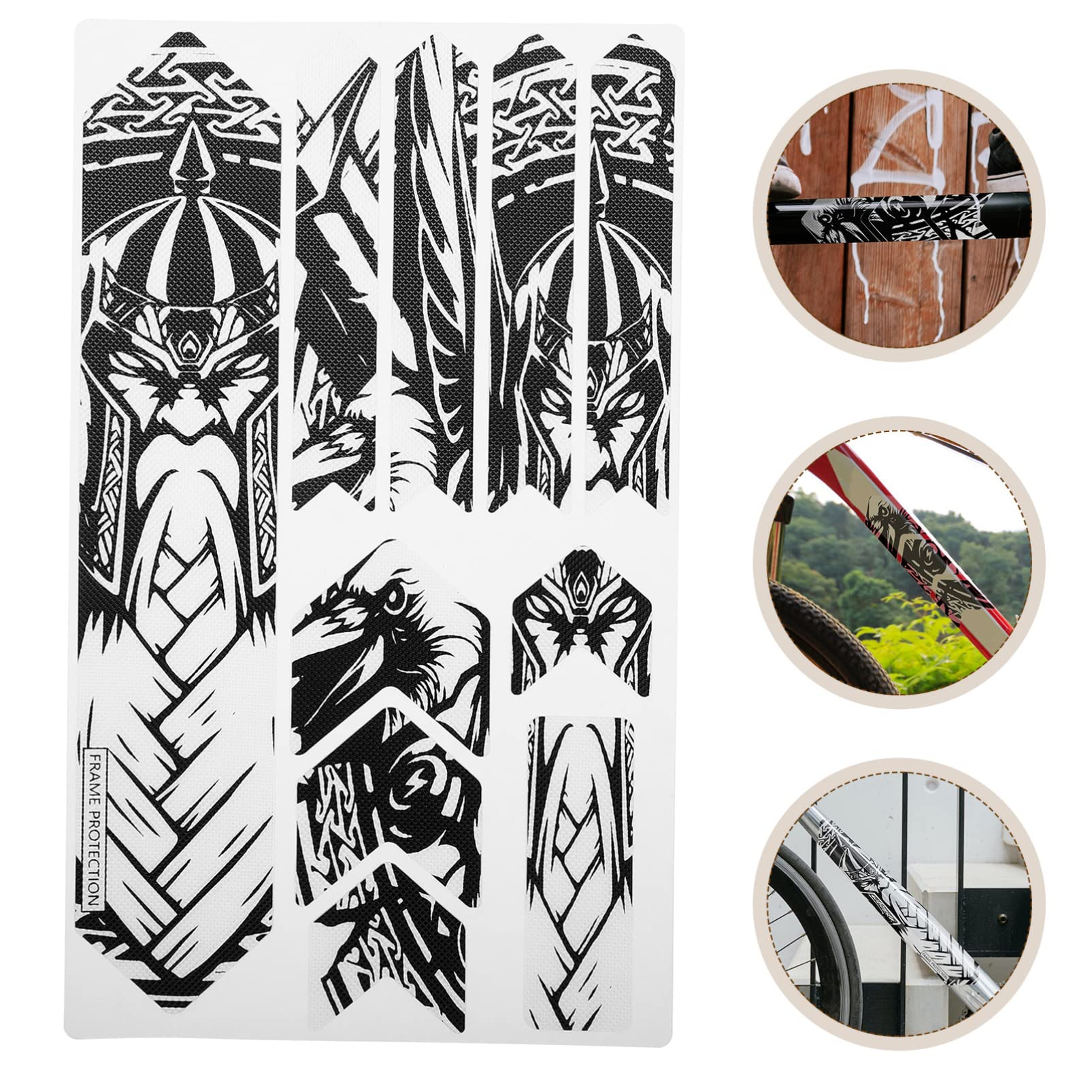 ifundom Bicycle Frame Protection Film Selbstklebende Kratzfeste Schutzfolie für Mountainbikes Samurai Muster Langlebig und Wasserabweisend für Sicheres Fahren und Stylischen Look