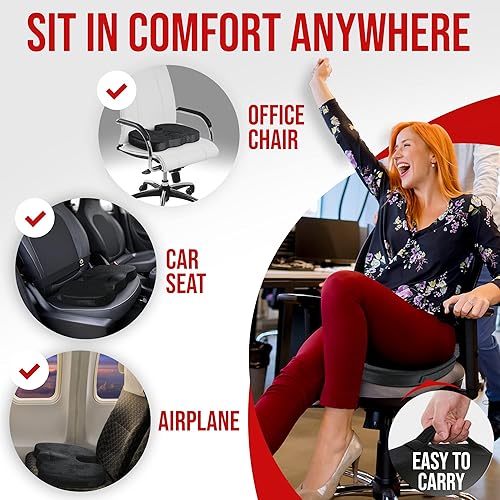 Miniatura 6 de FORTEM Cojín para asiento de silla (terciopelo, negro) + soporte lumbar