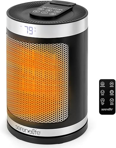 Miniatura 8 de SereneLife Calentador de espacio inteligente: calentador eléctrico para interiores de 1500 W con termostato, control remoto, temporizador de 12