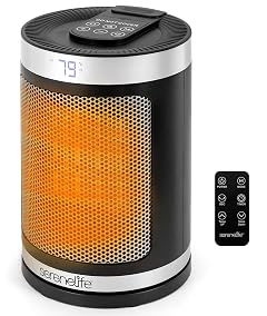 SereneLife Portable Space Heater 1500W PTC Ceramic Electric Heater with Thermostat Remote 12-Hour Timer 3 Heating Modes Oscillation