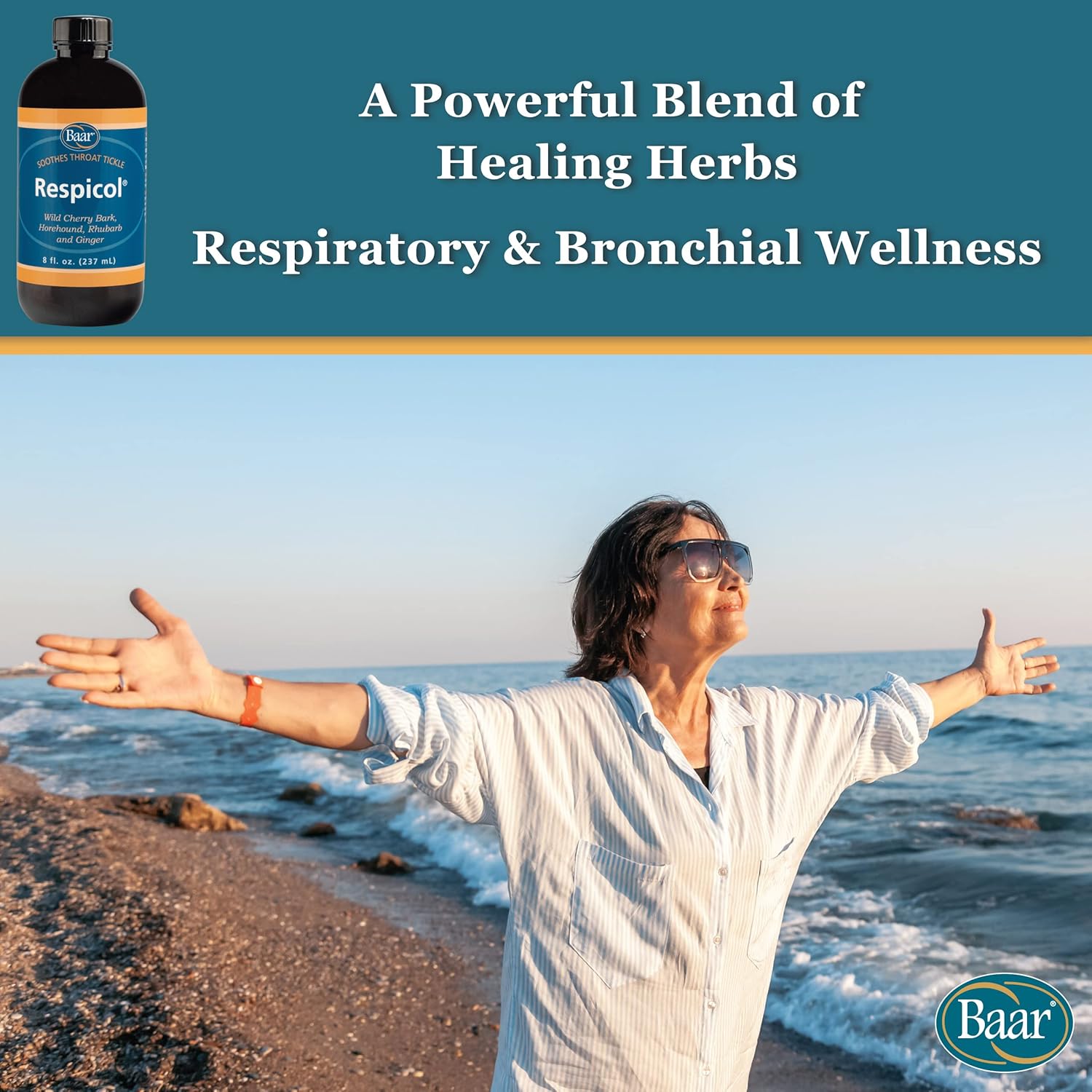 Baar Respicol Herbal Syrup, 8 Ounces. Soothes Sore Throat, Calms Coughing, Eases Respiratory Distress. A Must for Cold, Allergy and Flu Seasons. for Respiratory and Bronchial Wellness.