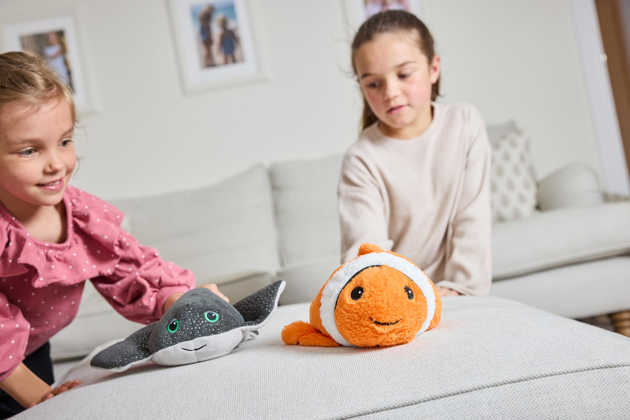 Warmies Manta Ray Große Größe, Vollständig Mikrowellengeeignet und Gewichtetes Kuscheltier für Angst, Im Gefrierschrank kühlen oder in der Mikrowelle erwärmen, Weiches Wärmekissen