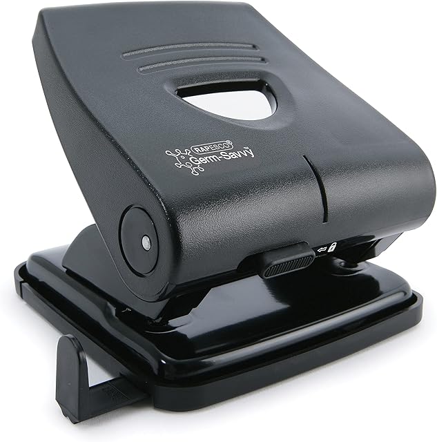 RAPESCO PF827PB2 Germ-Savvy Antibacterial, 2-Hole Punch, 30 Sheet Capacity, Black