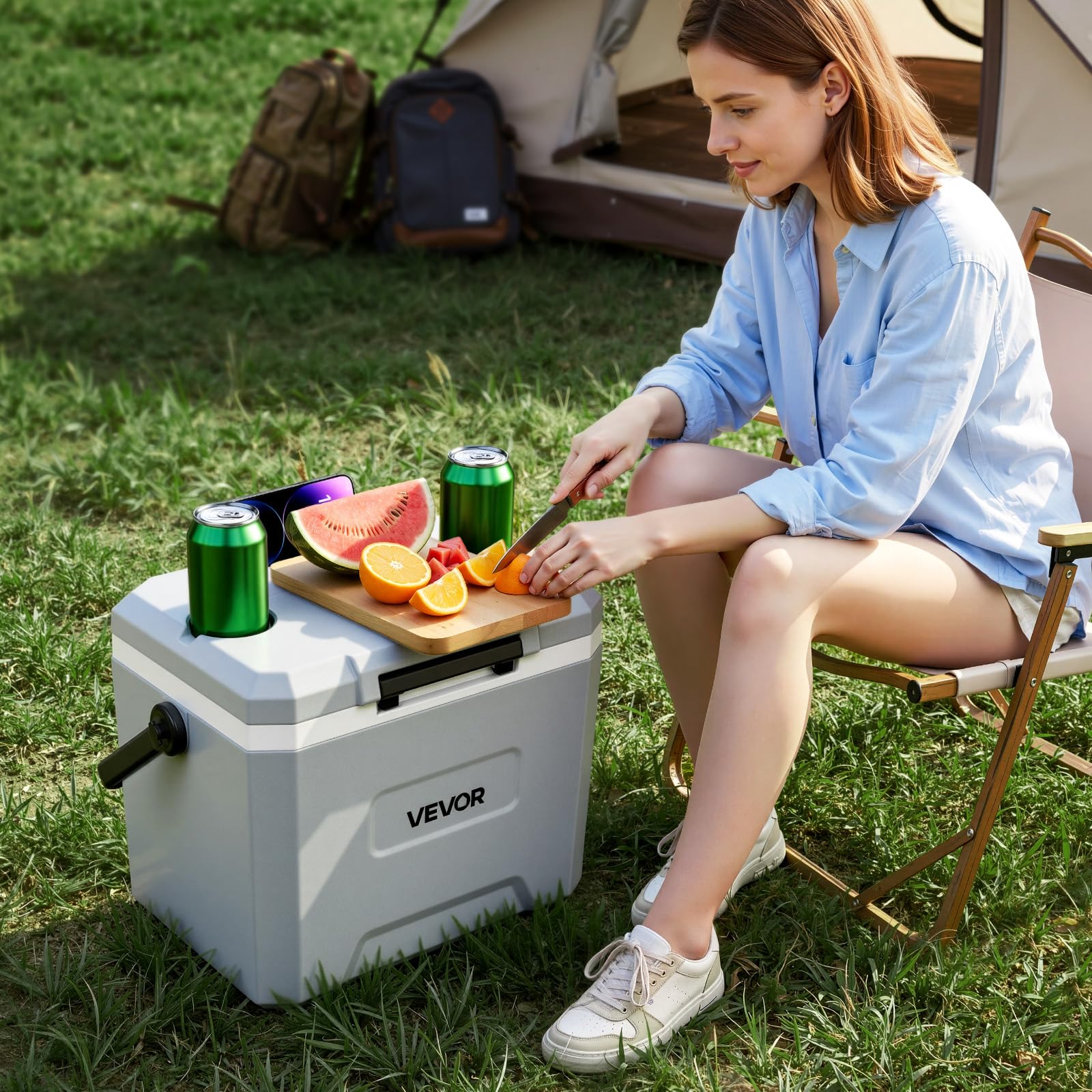VEVOR Kühlbox 16 L, Passiver Kühlbehälter, Hält den Inhalt 48 Stunden Lang Kühl, Isolierbox mit Eisspeicher & Robustem Griff, Coolbox ohne Strom, Ultraleicht für Camping, Konzerte & Sport