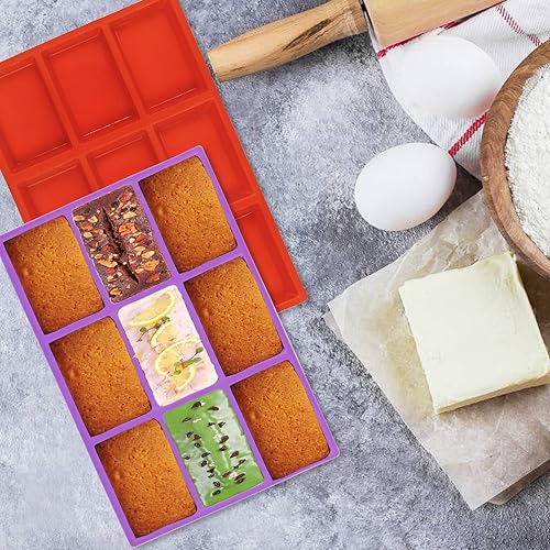 Miniatura 2 de Molde antiadherente de silicona para hornear con 9 cavidades (paquete de 2), apto para hielo, galletas, pasteles, gelatina, dulces, chocolate, etc.